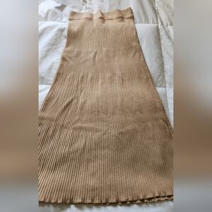 Free People Tan Ribbed A-Line Skirt